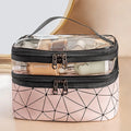 Functional Double-Layer Clear Makeup Bag with Wide Opening and Sturdy Handles for Organization of Cosmetics and Toiletries