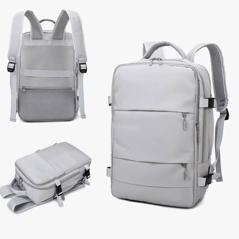 Waterproof Backpack Large Capacity Multifunction Travel Backpack with Shoe Storage Multilayer Grey