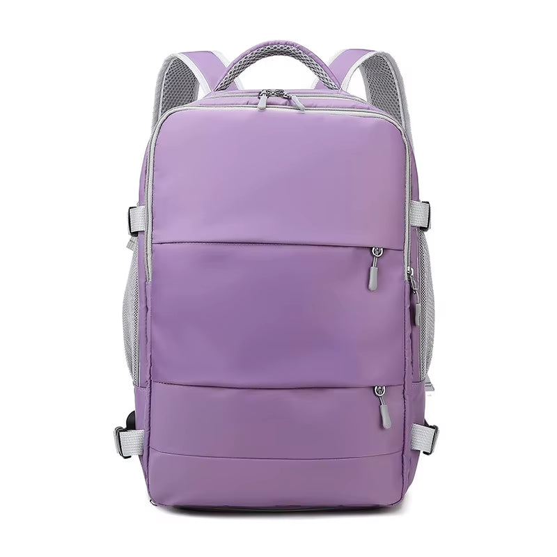 Waterproof Backpack Large Capacity Multifunction Travel Backpack with Shoe Storage Multilayer Purple