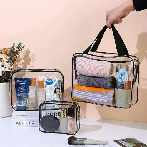 3Size Transparent Toiletry Bags Large Capacity Stroller Bag Travel Organizer Storage Pouch Makeup Cosmetics Bag Multifunction