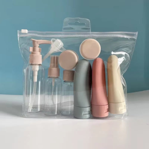 11PCS Travel Refillable Bottle Set Refillable Spray Lotion Shampoo Shower Tube Bottling Refill Cosmetic Container Squeeze Tubes